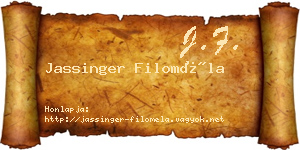 Jassinger Filoméla névjegykártya